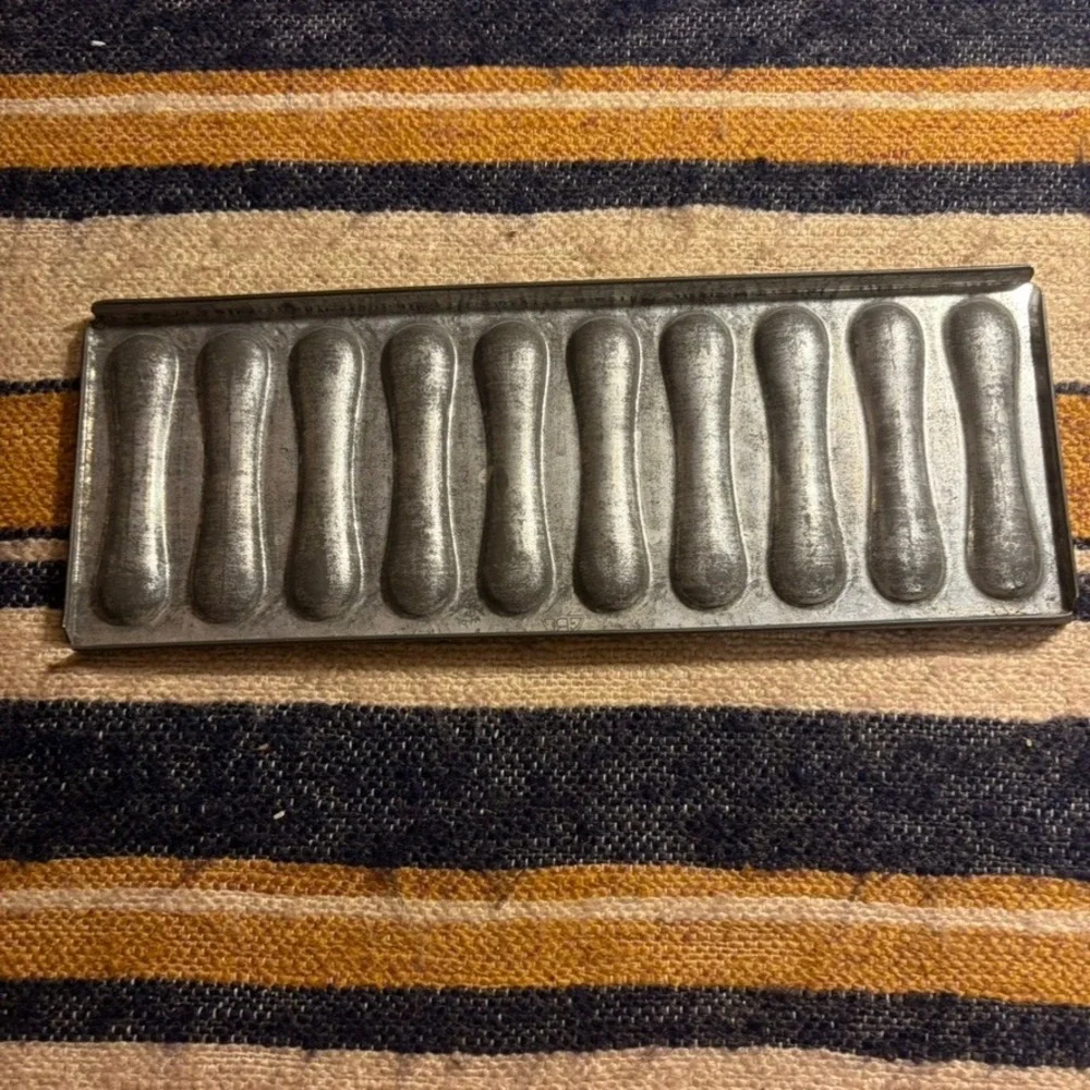 Ladyfinger Pan 12in Silver Vintage 12 Cavity Tinned Steel Baking Mold